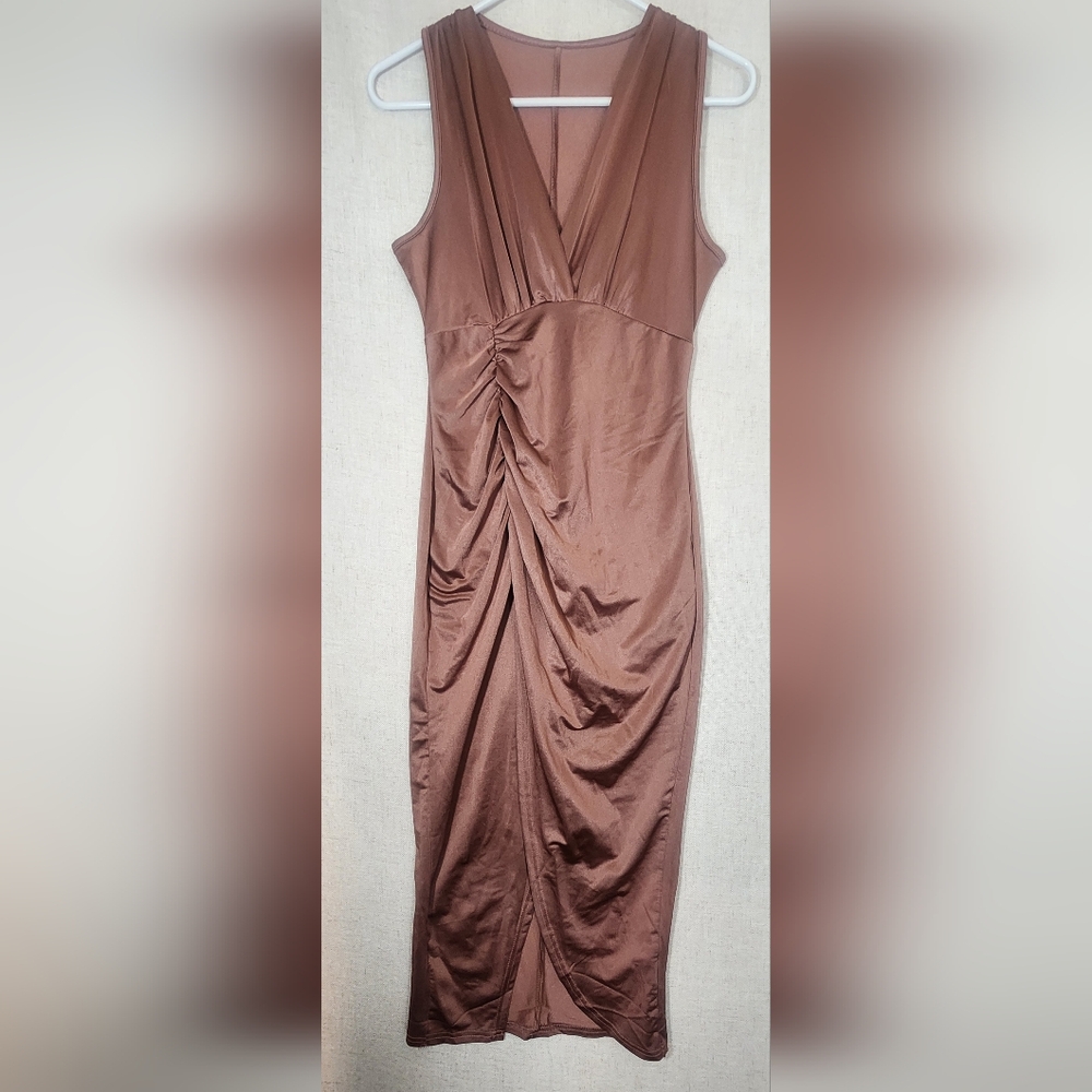 SHEIN Brown Sleeveless Dress